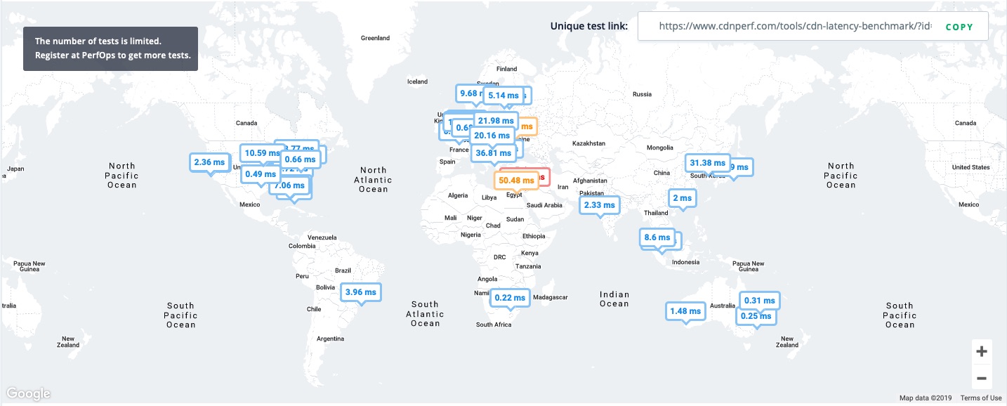 Firebase Global Latency via CDNperf