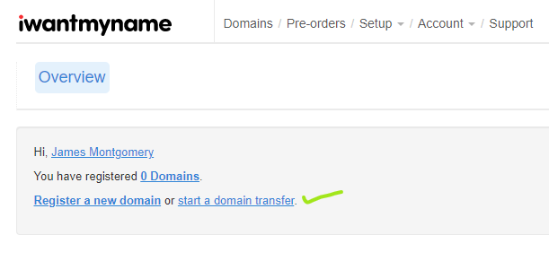 Where to start a domain transfer.