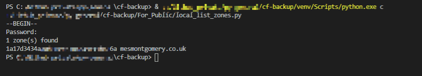 Example zone listing.