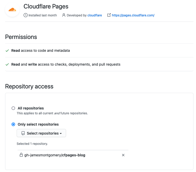 The Github pages / Cloudflare application configuration
